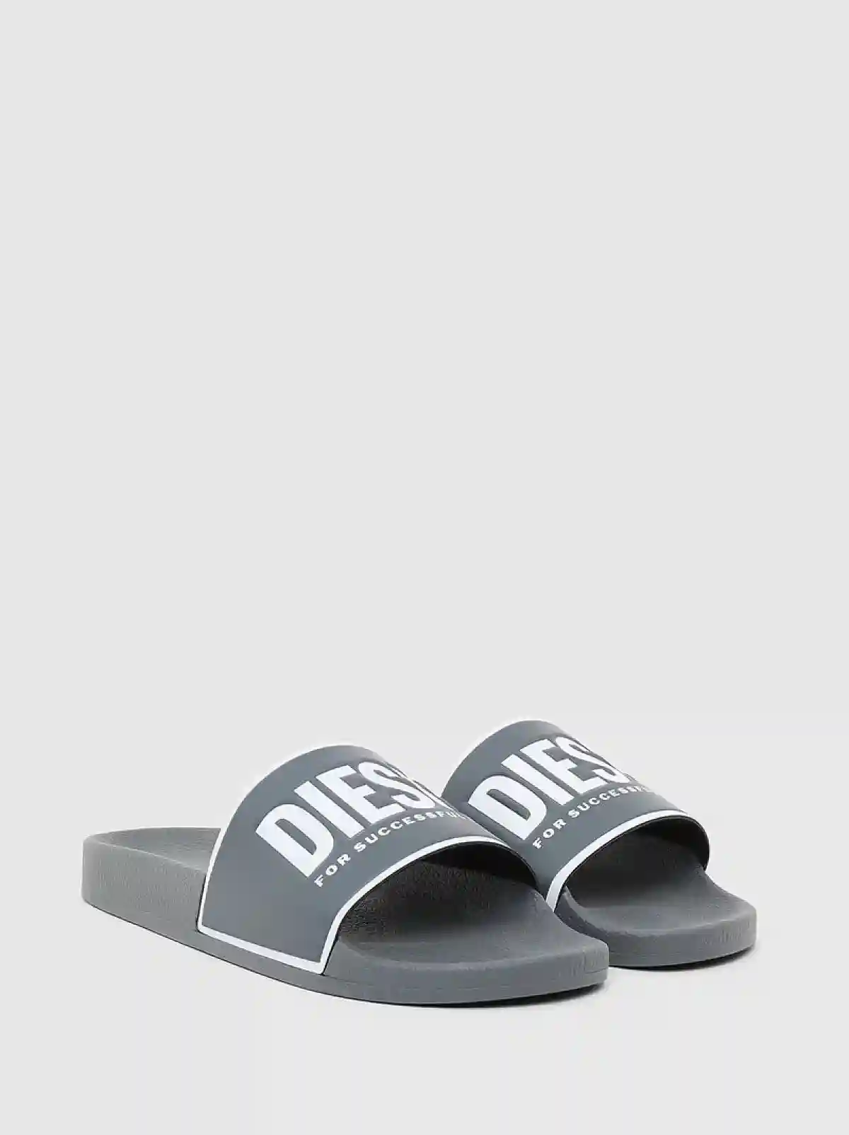 Grey Pool slides with logo print