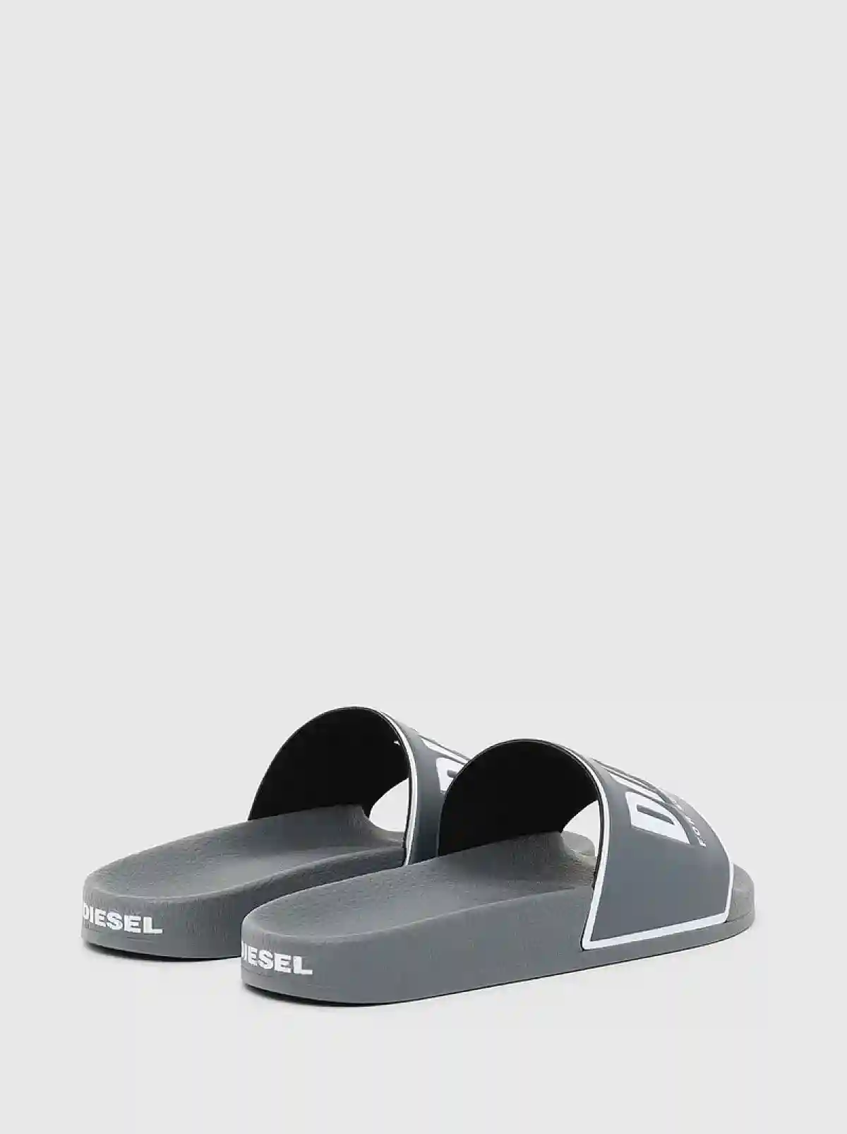 Grey Pool slides with logo print