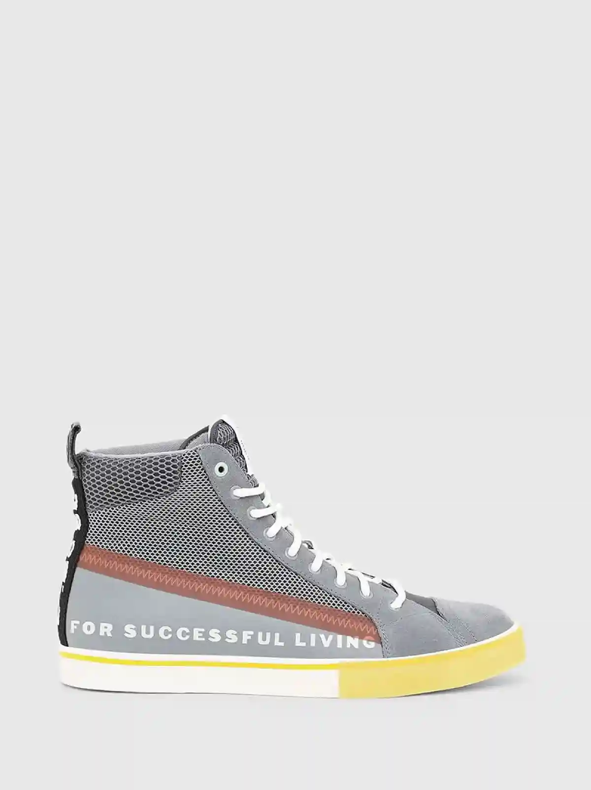 Grey High-top sneakers in mesh and leather