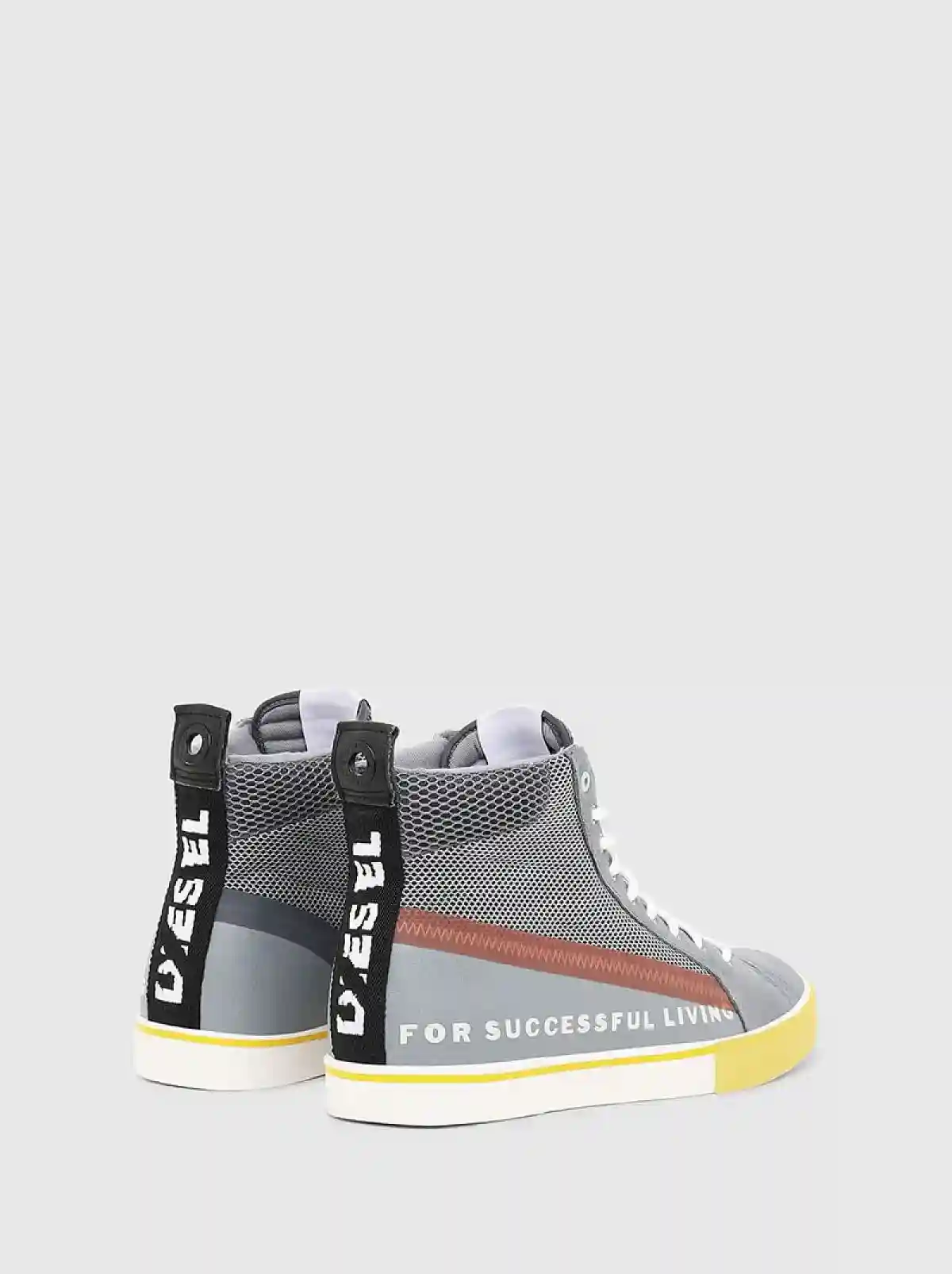 Grey High-top sneakers in mesh and leather