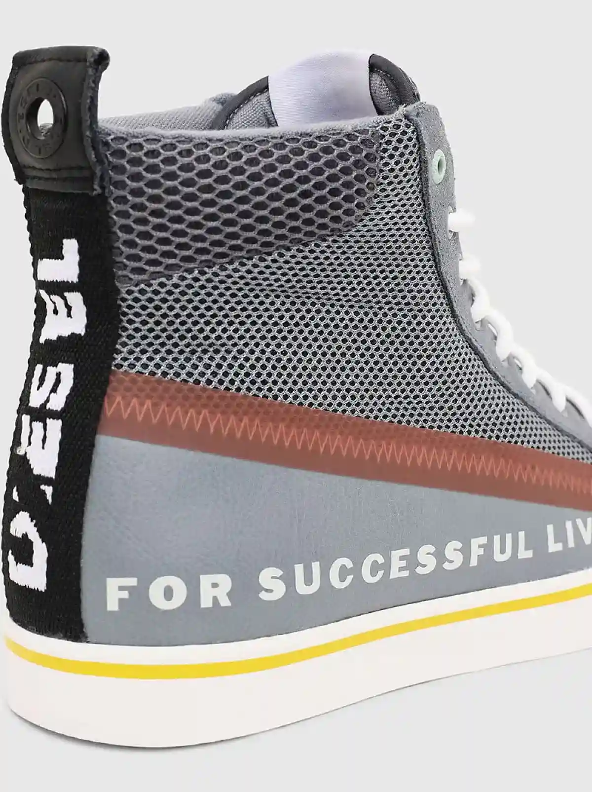 Grey High-top sneakers in mesh and leather