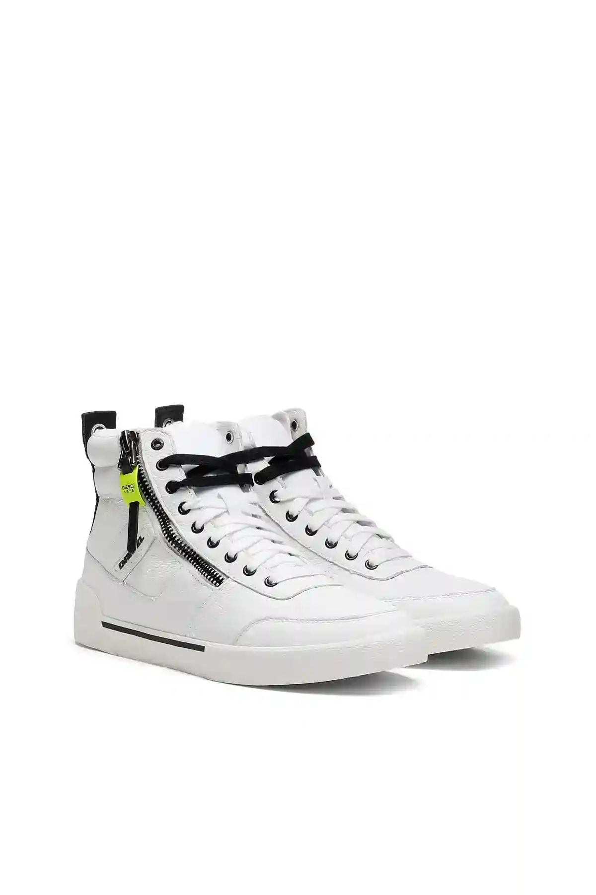 White S-Dvelows-High-top sneakers in panelled suede