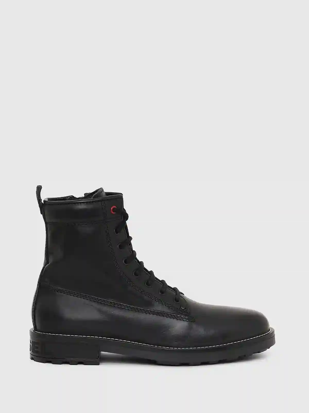 Black Combat boots in smooth leather