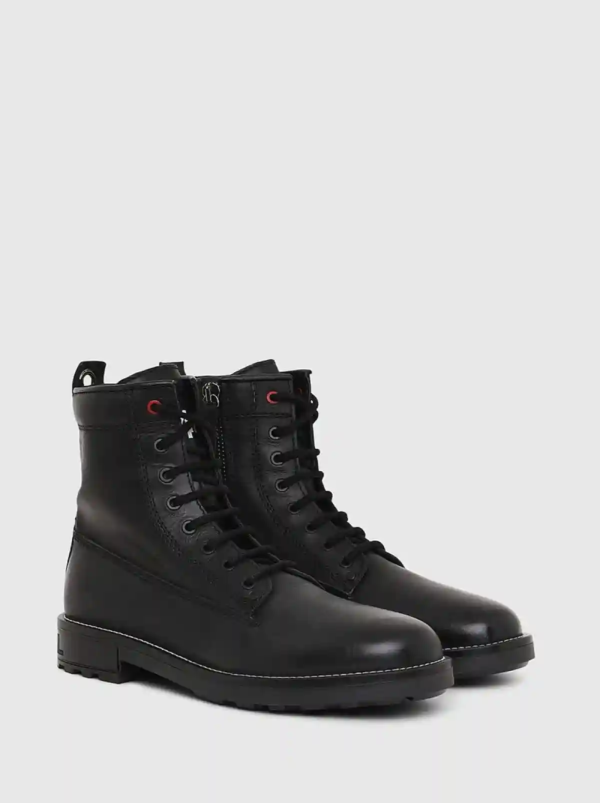 Black Combat boots in smooth leather