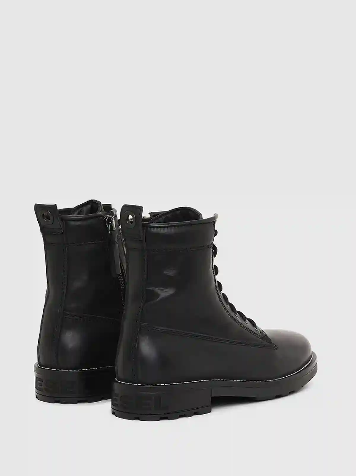 Black Combat boots in smooth leather