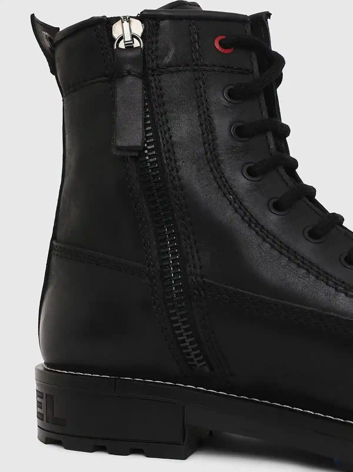 Black Combat boots in smooth leather
