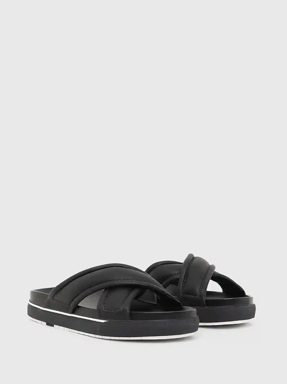 Black Leather sandals with crossed straps