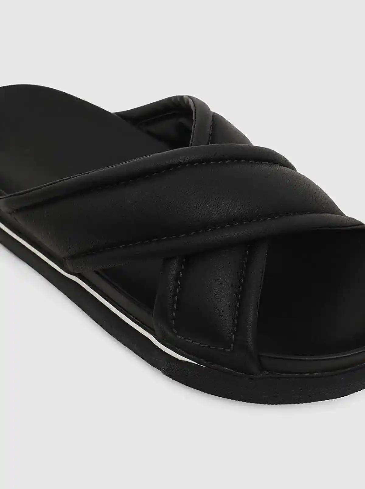 Black Leather sandals with crossed straps