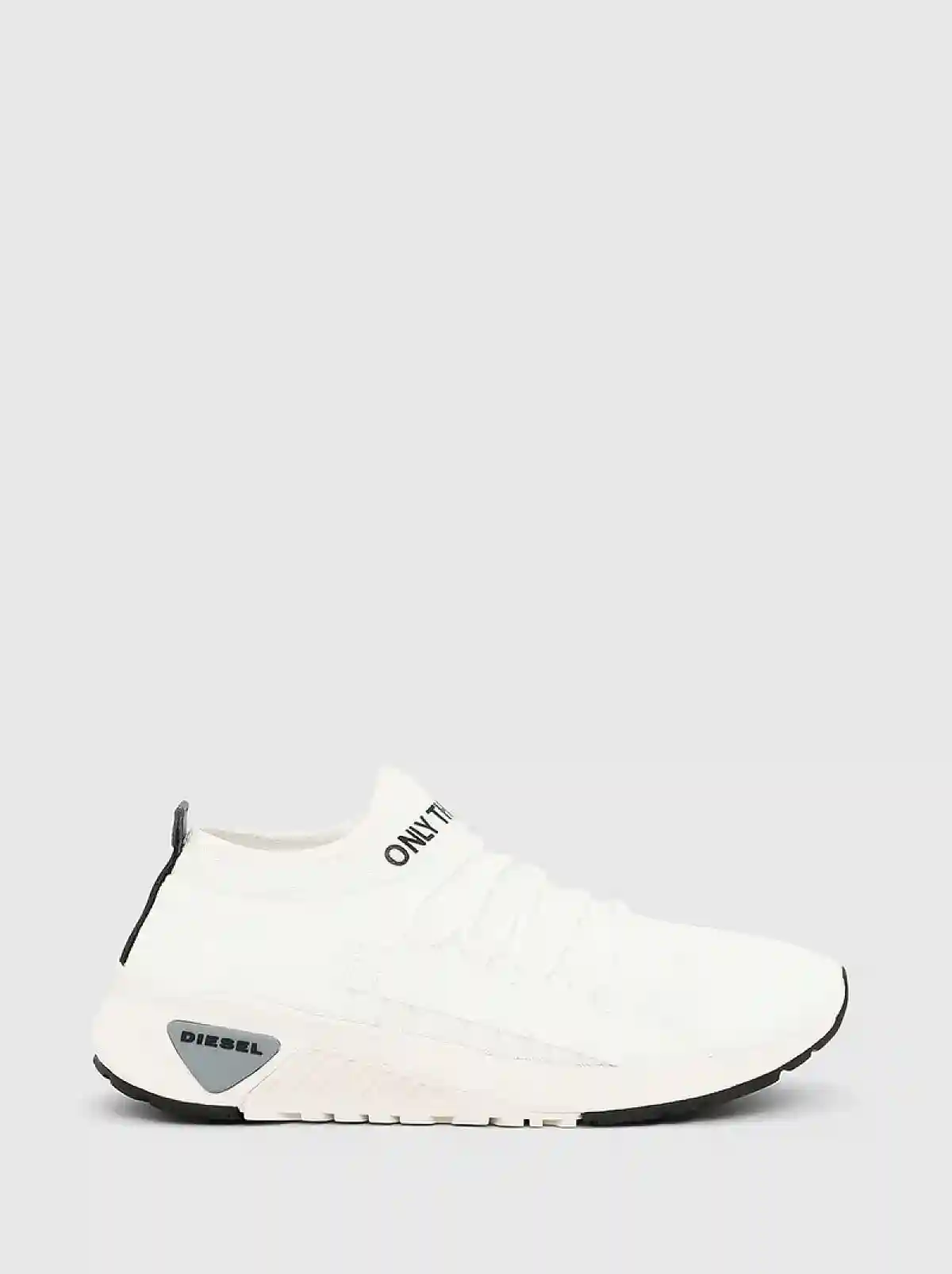 White Lace-up sock sneakers with tape detail