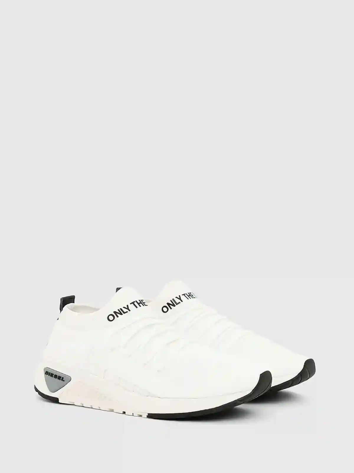 White Lace-up sock sneakers with tape detail