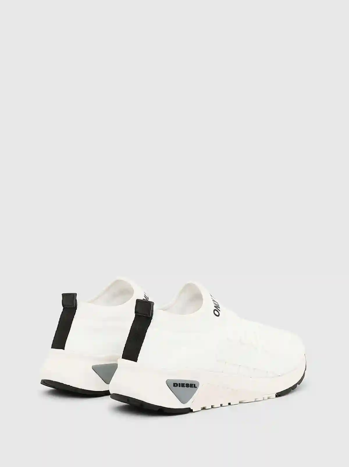 White Lace-up sock sneakers with tape detail