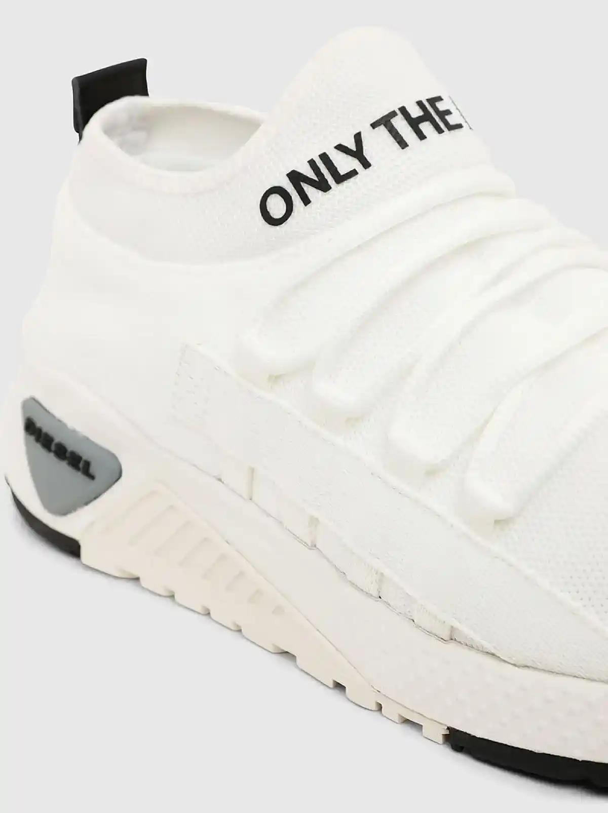 White Lace-up sock sneakers with tape detail