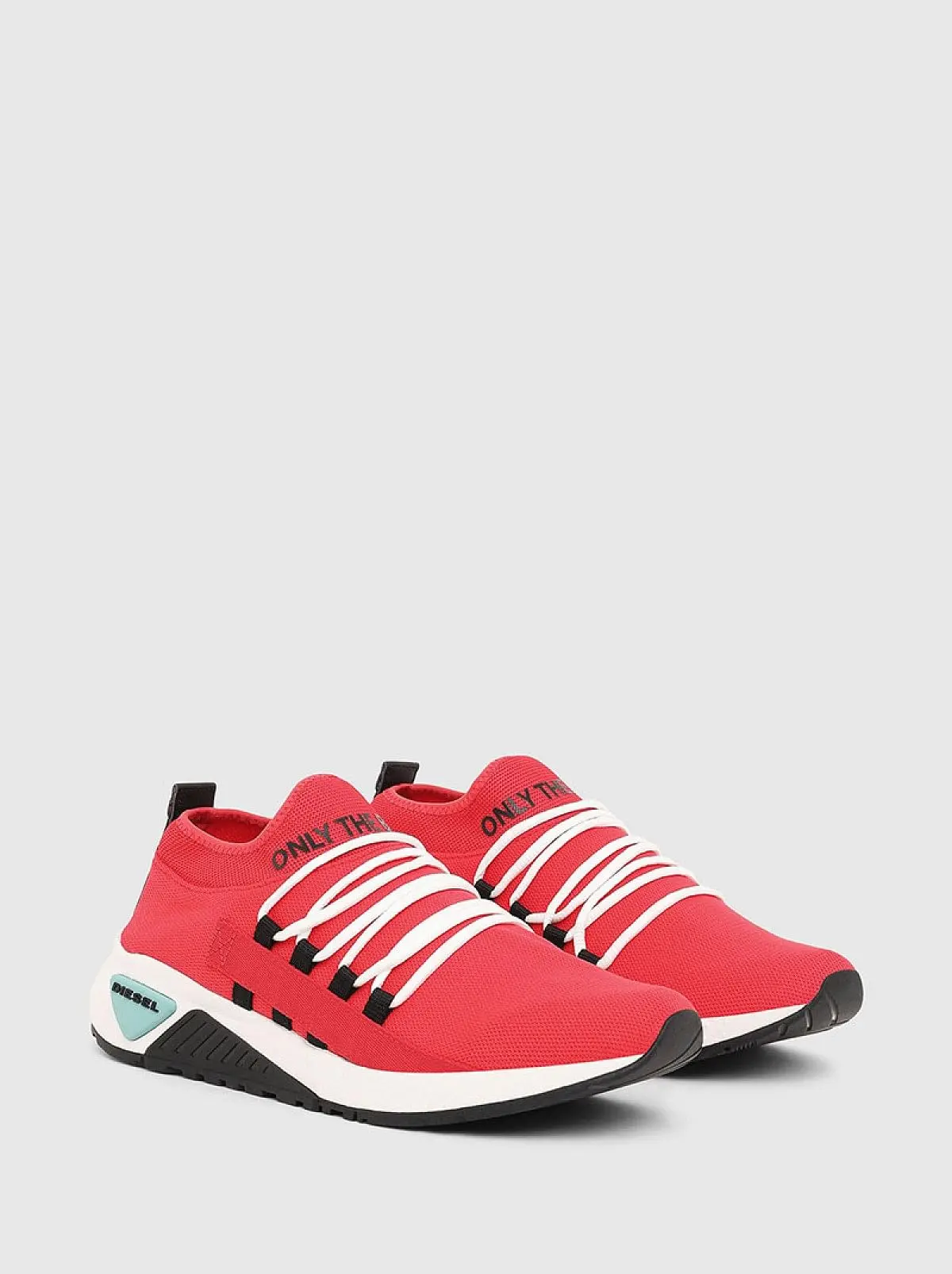 Red Lace-up sock sneakers with tape detail