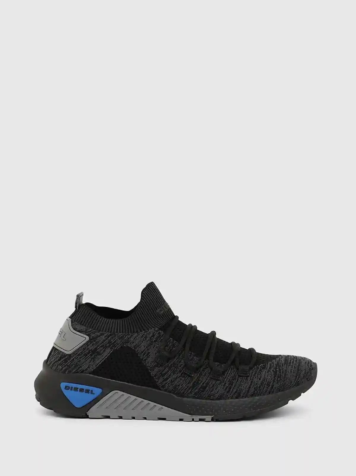 Black Lace-up sock sneakers with knit upper
