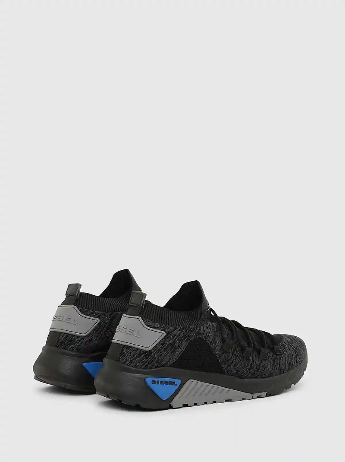 Black Lace-up sock sneakers with knit upper