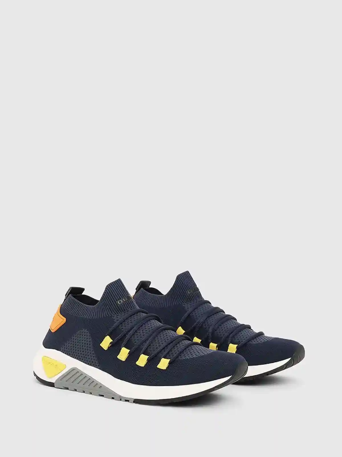 Blue Lace-up sock sneakers with knit upper