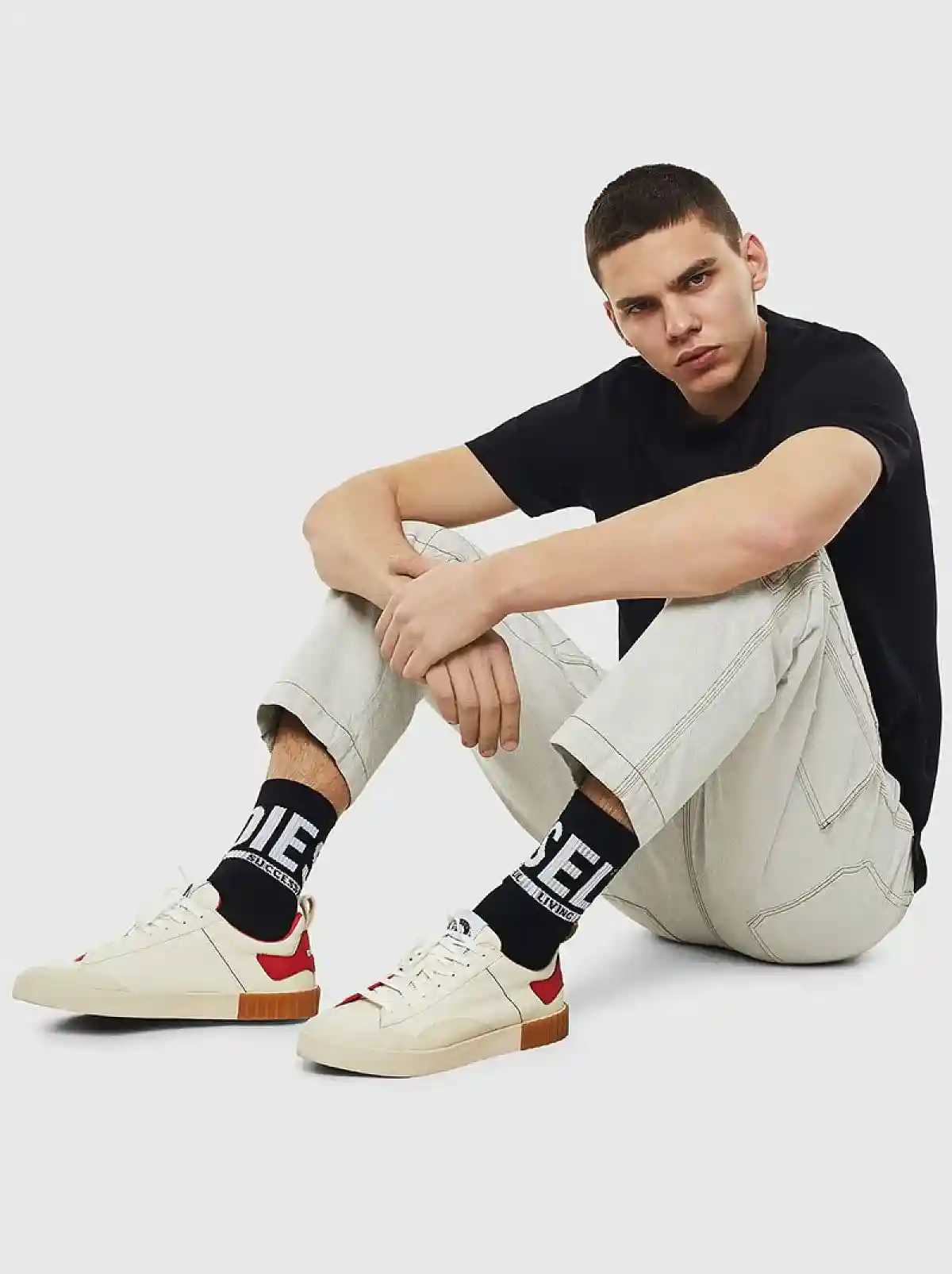 White Low-top sneakers in washed canvas