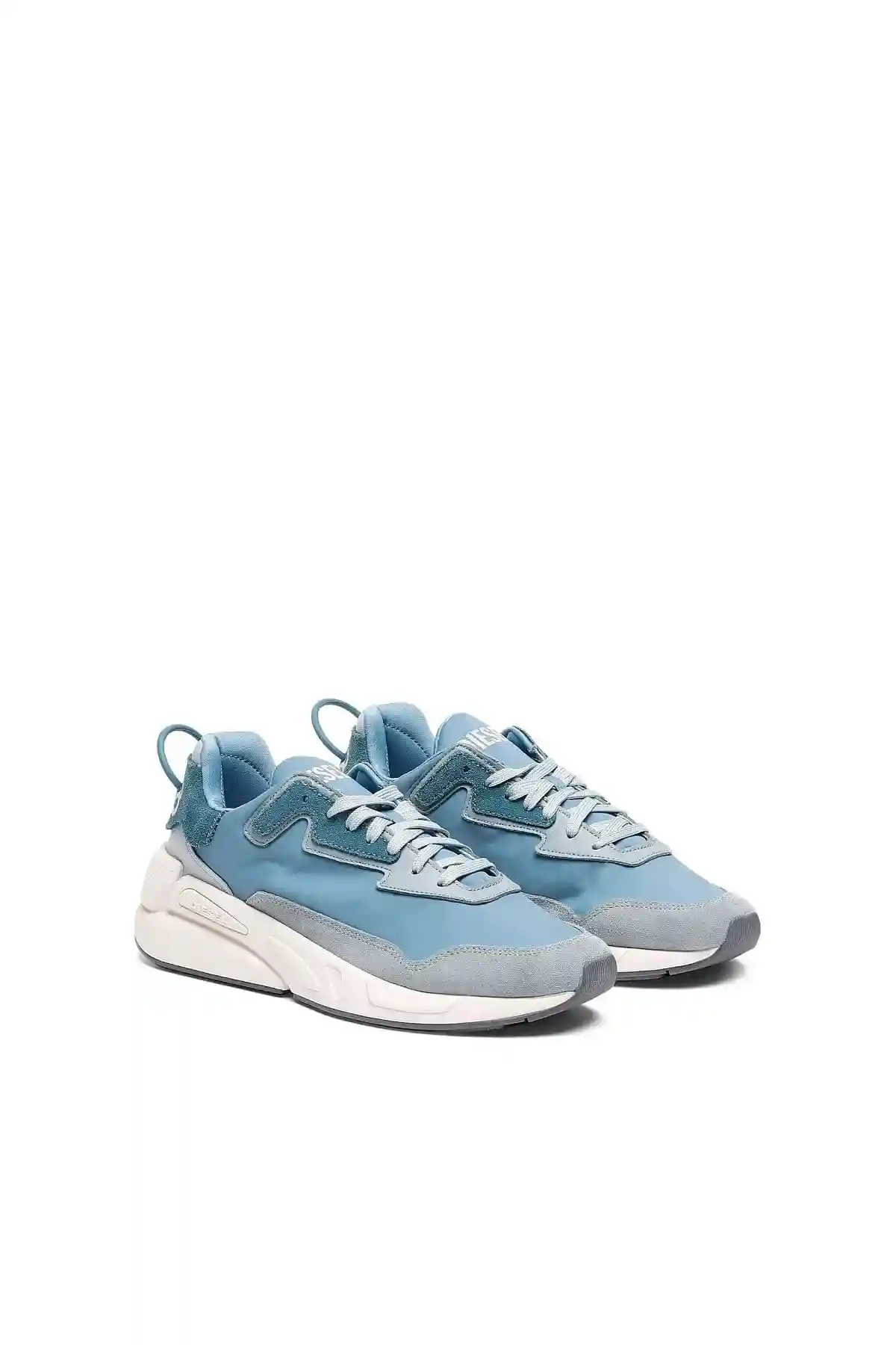 Blue Sneakers in nylon leather and suede