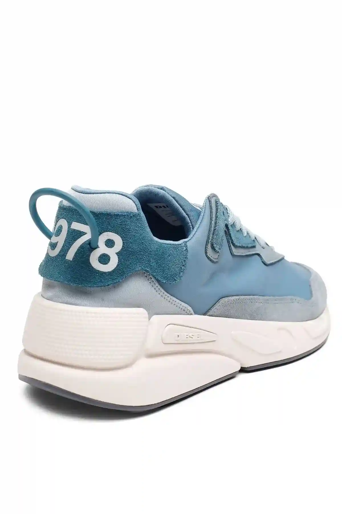 Blue Sneakers in nylon leather and suede