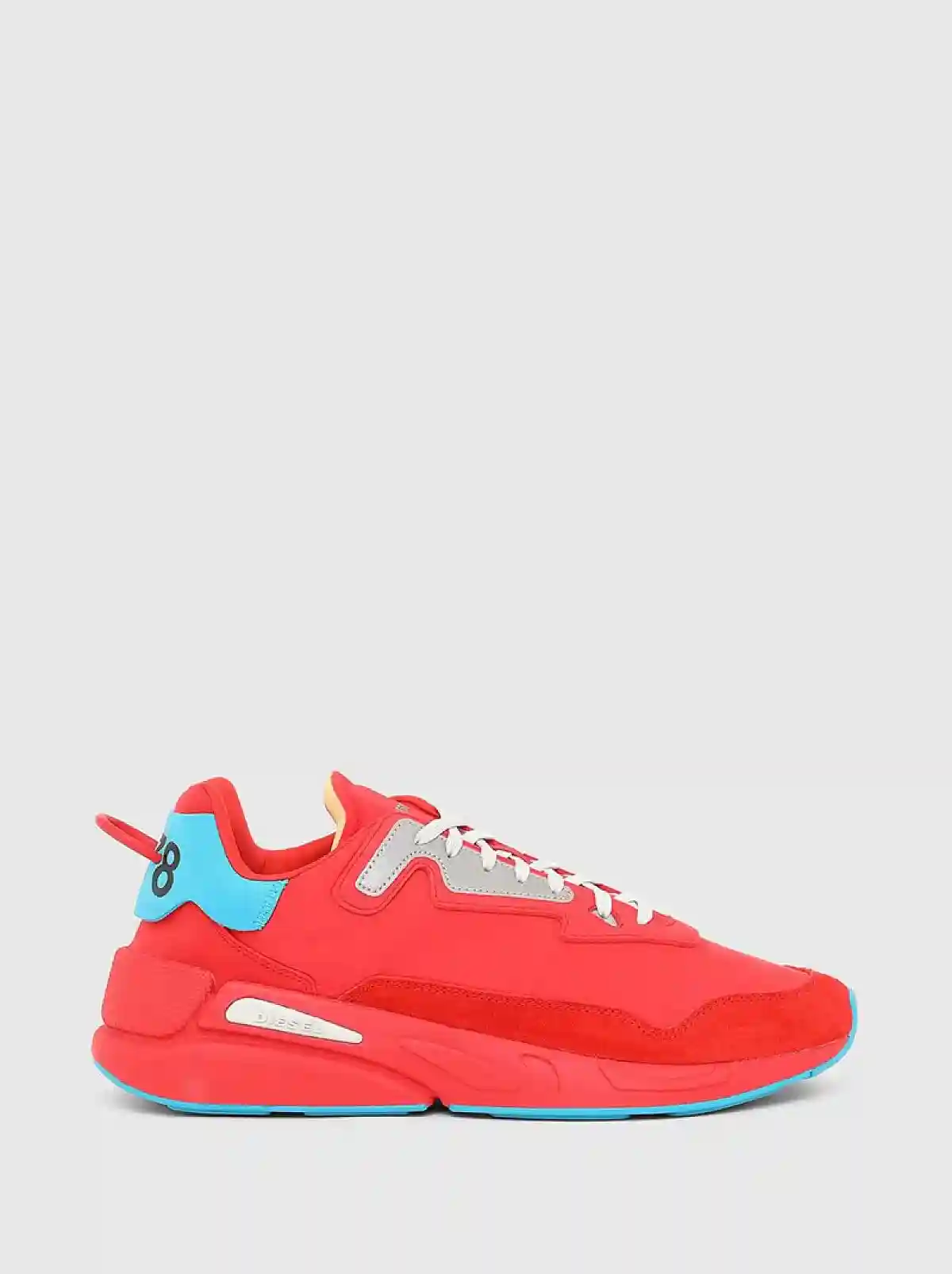 Red Sneakers in ruffled nylon and suede