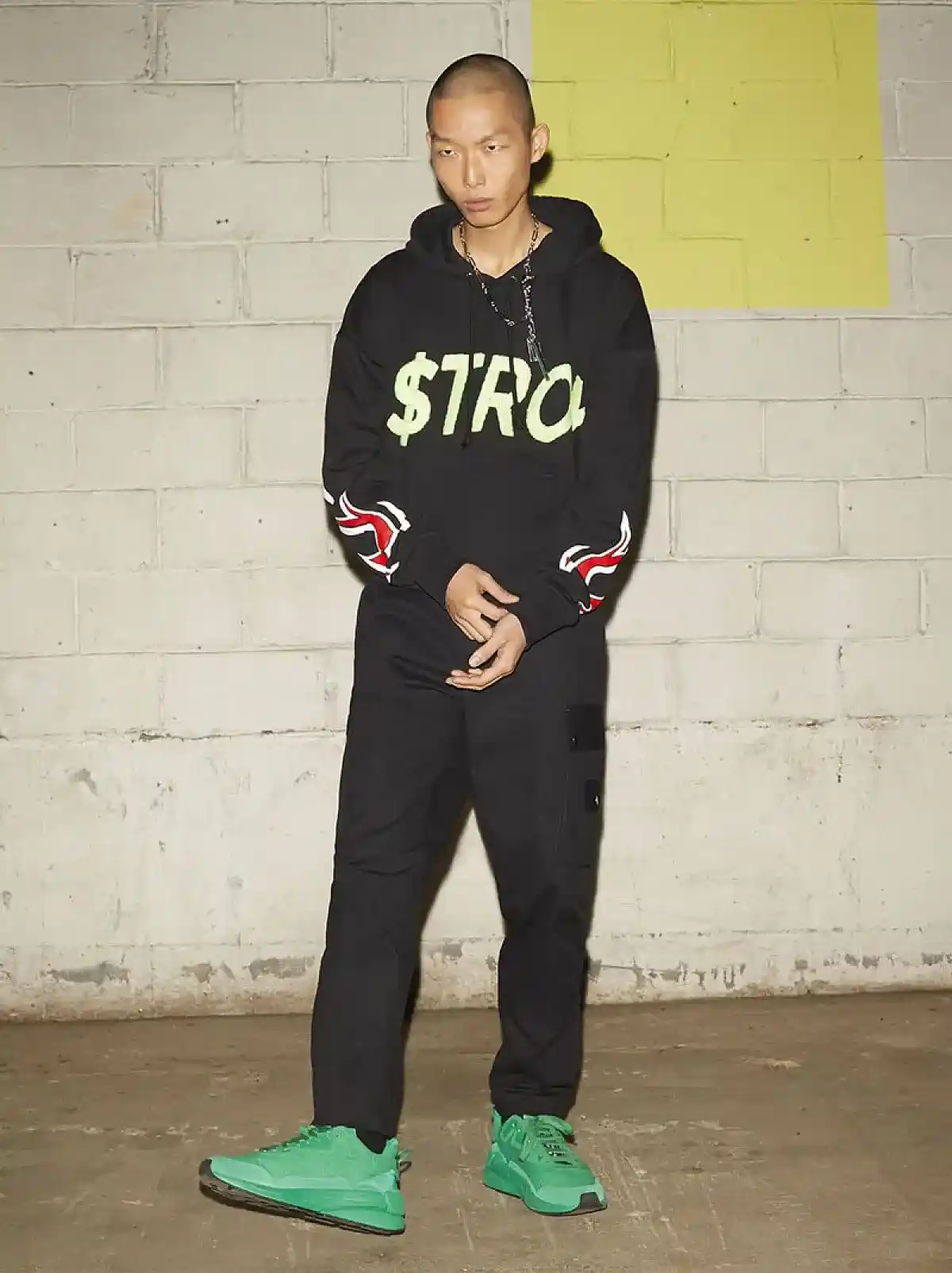 Green Monochrome sneakers in nylon and suede