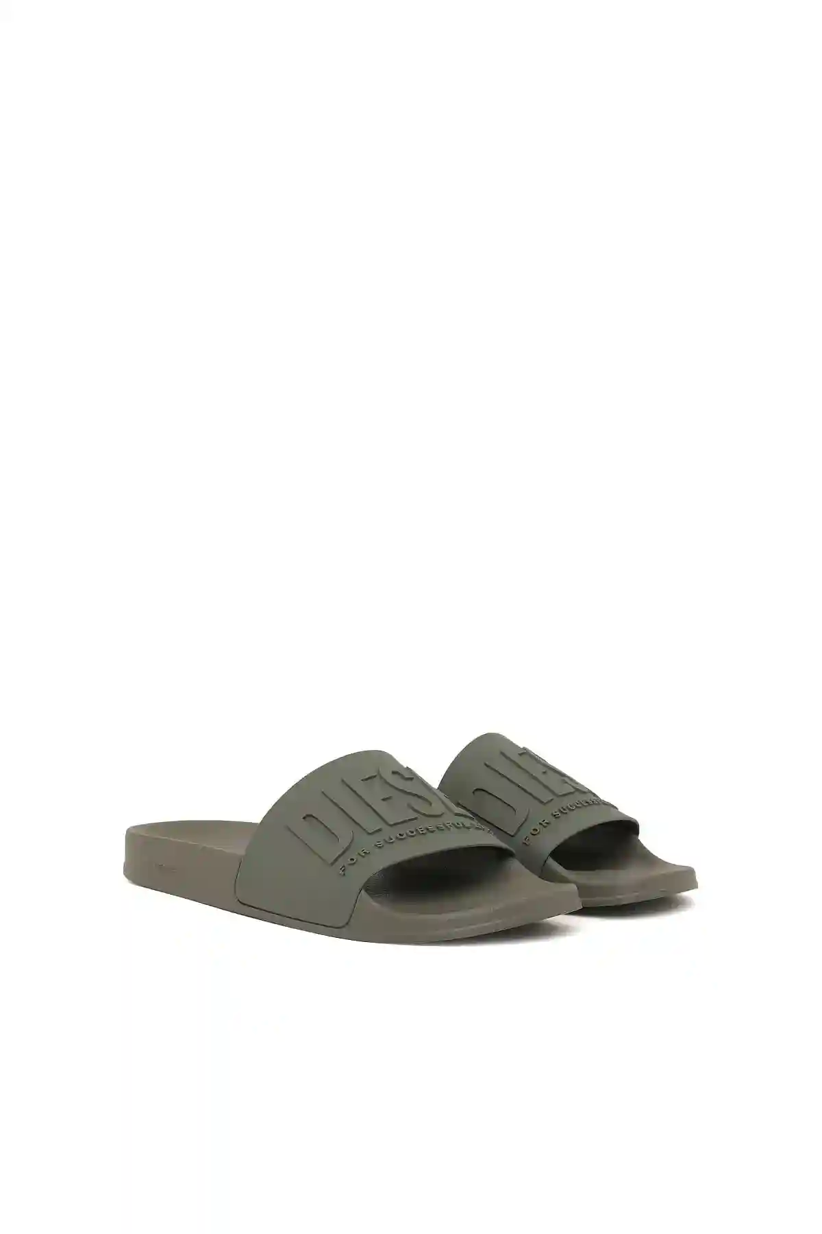 Green Pool slides with embossed logo