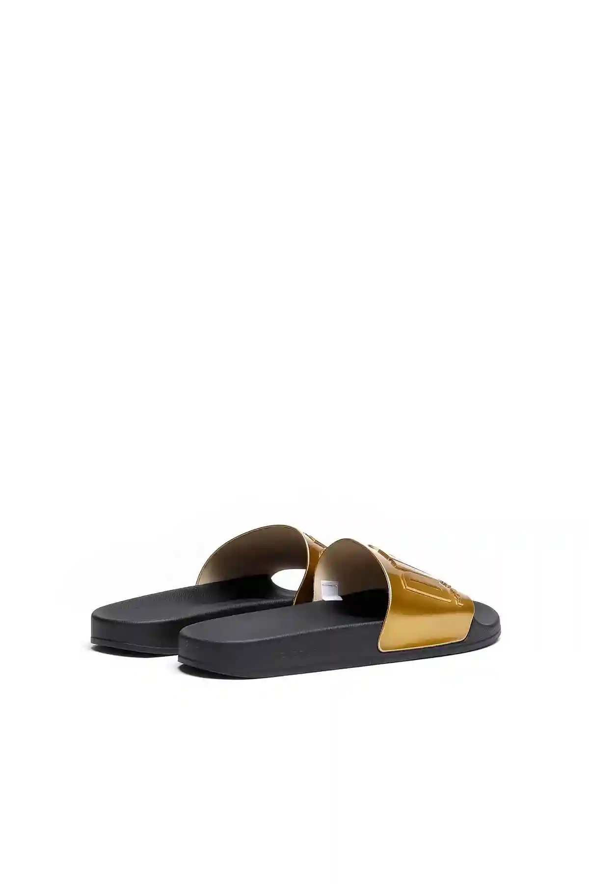 Black and Gold Metallic pool slides with embossed logo
