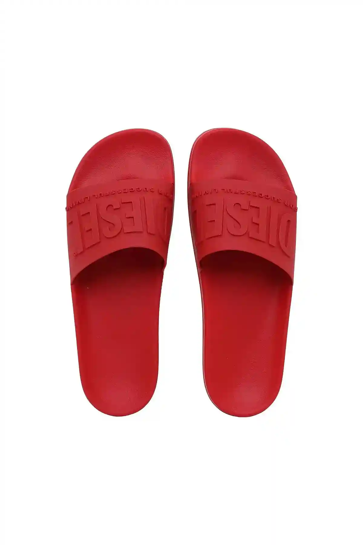 Red Pool slides with embossed logo