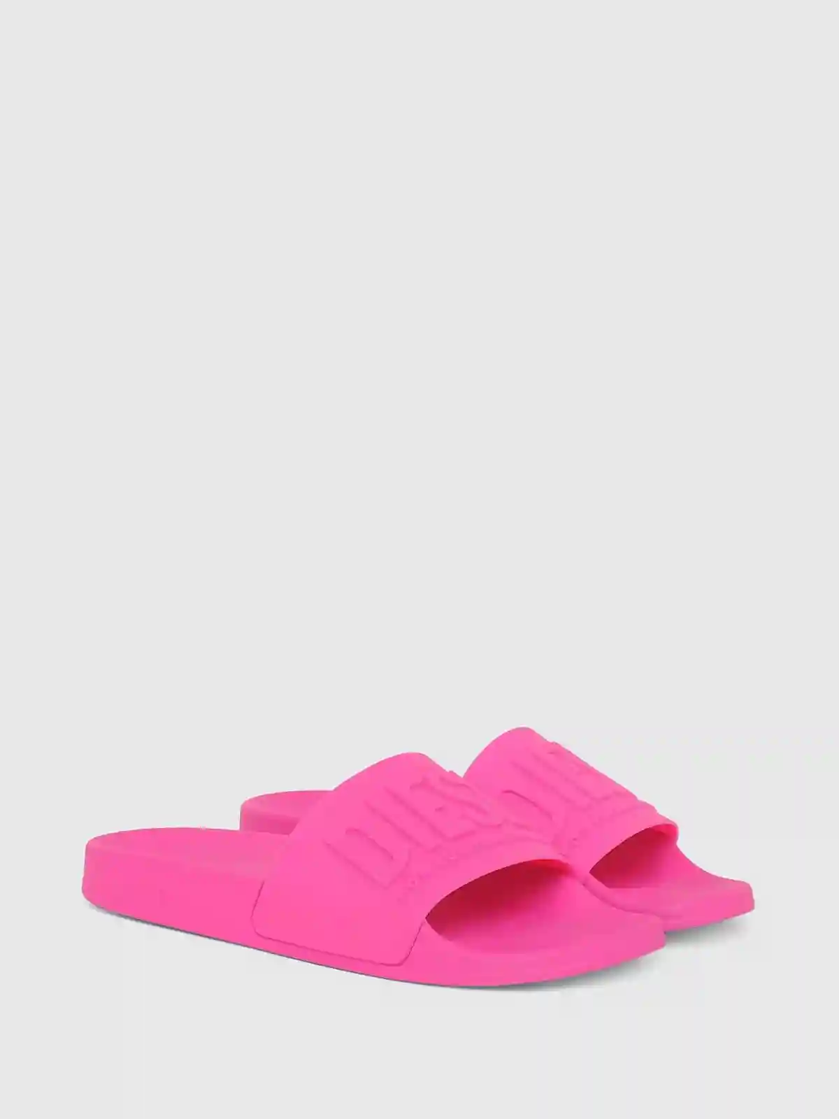 Pink Pool slides with embossed logo
