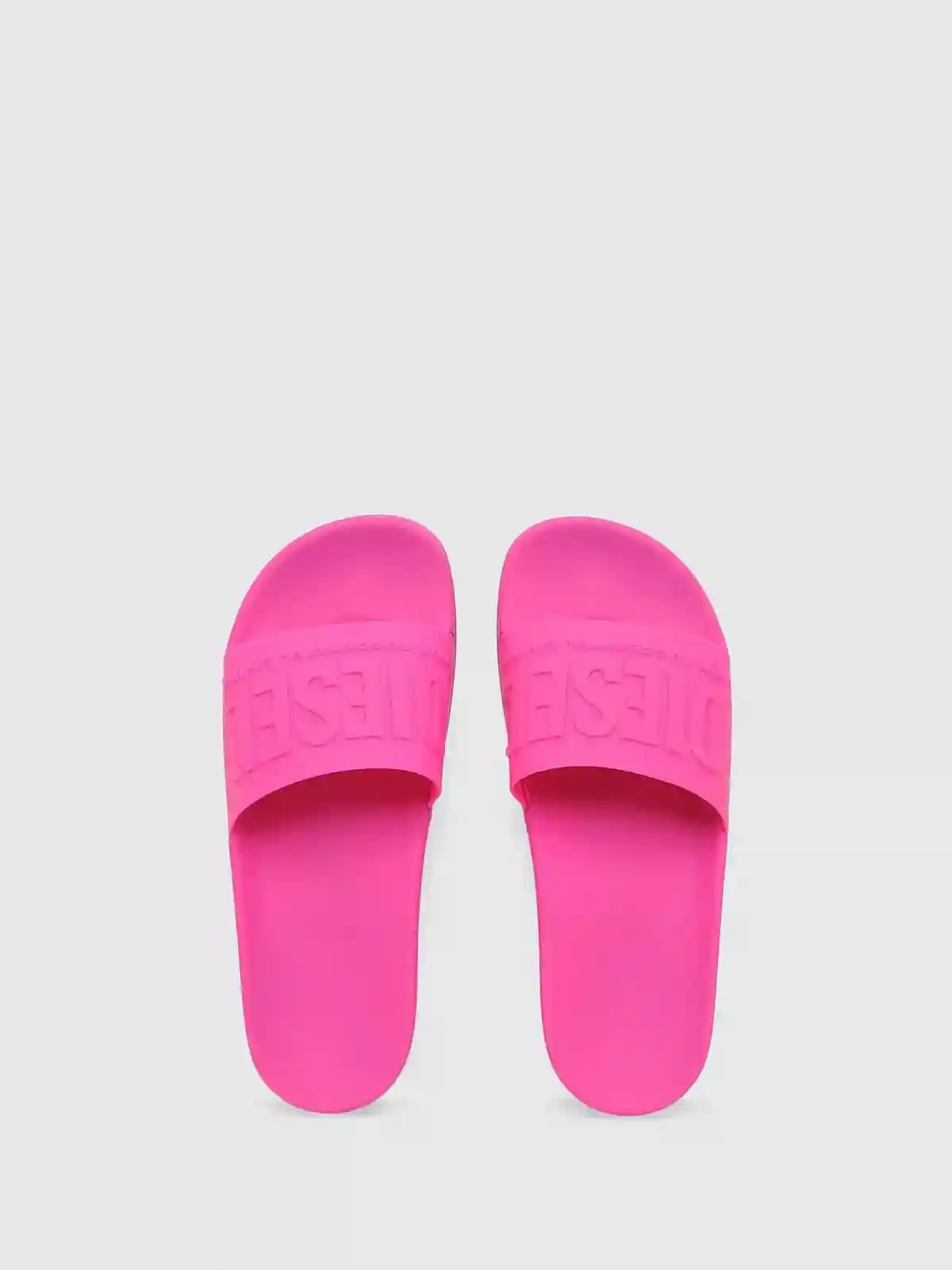 Pink Pool slides with embossed logo