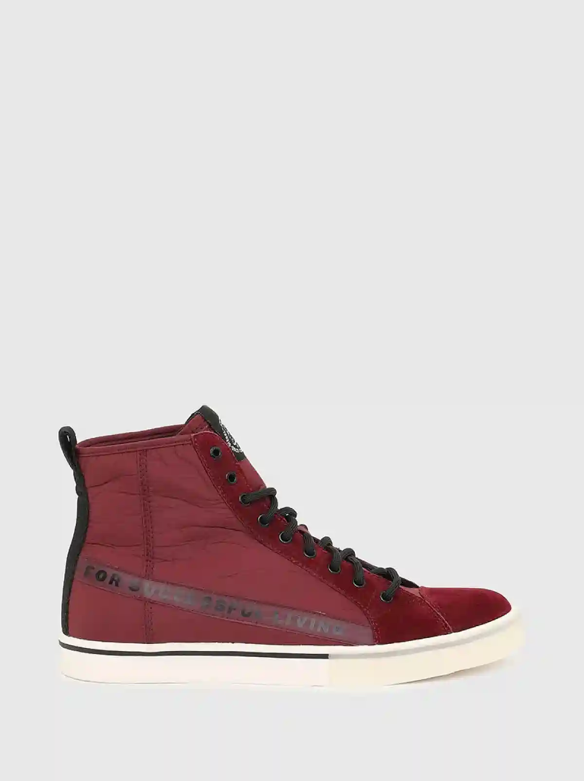 Red High-top sneakers in nylon and suede