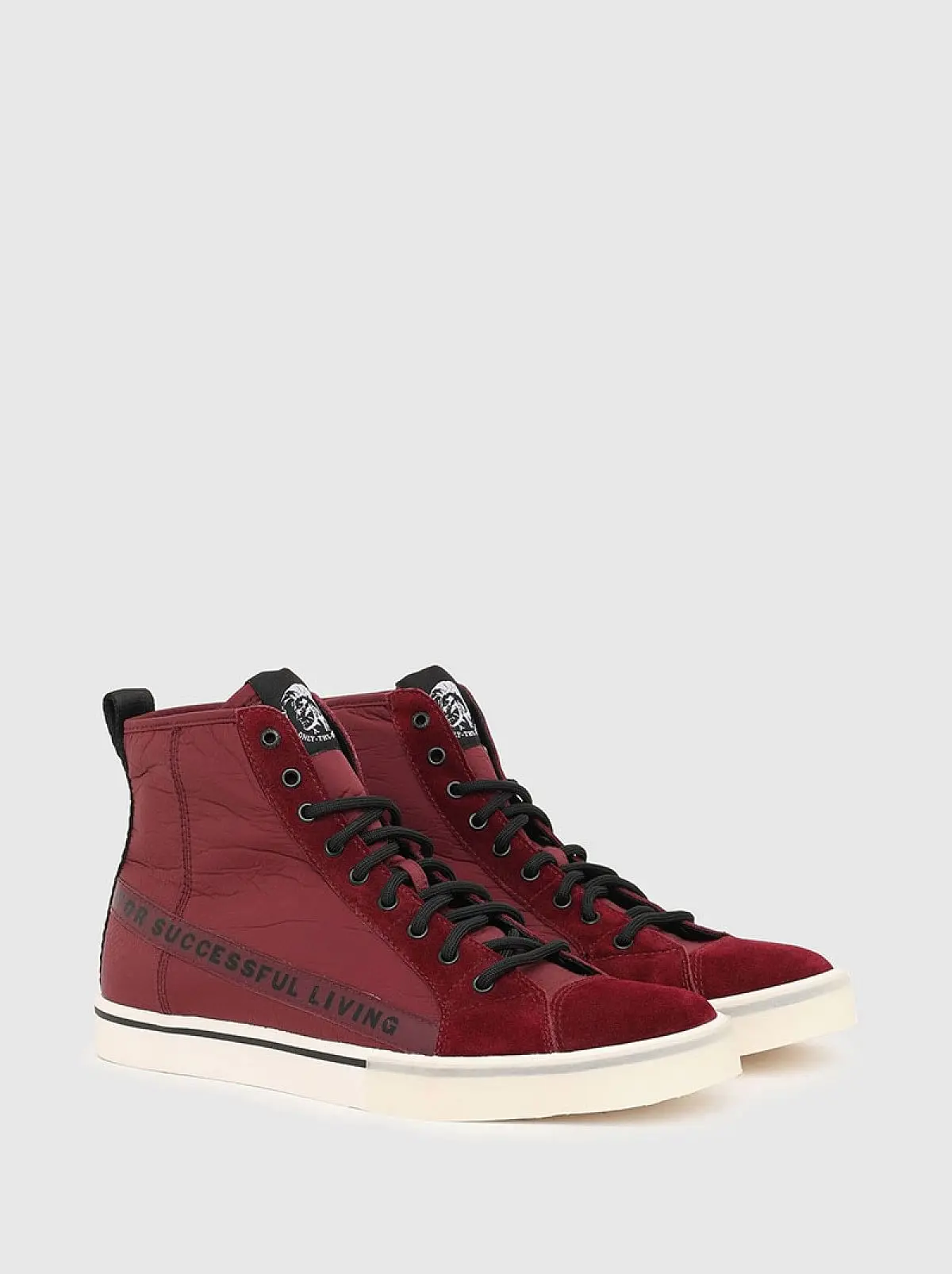 Red High-top sneakers in nylon and suede