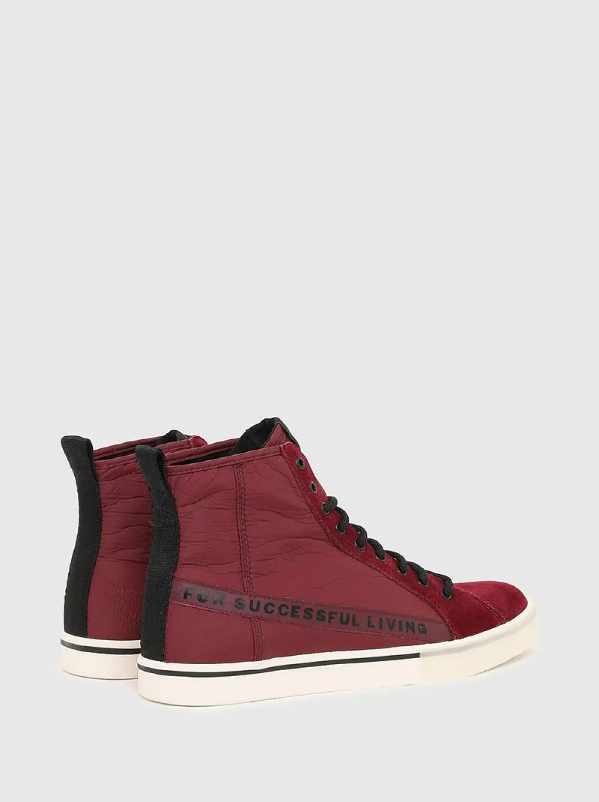Red High-top sneakers in nylon and suede
