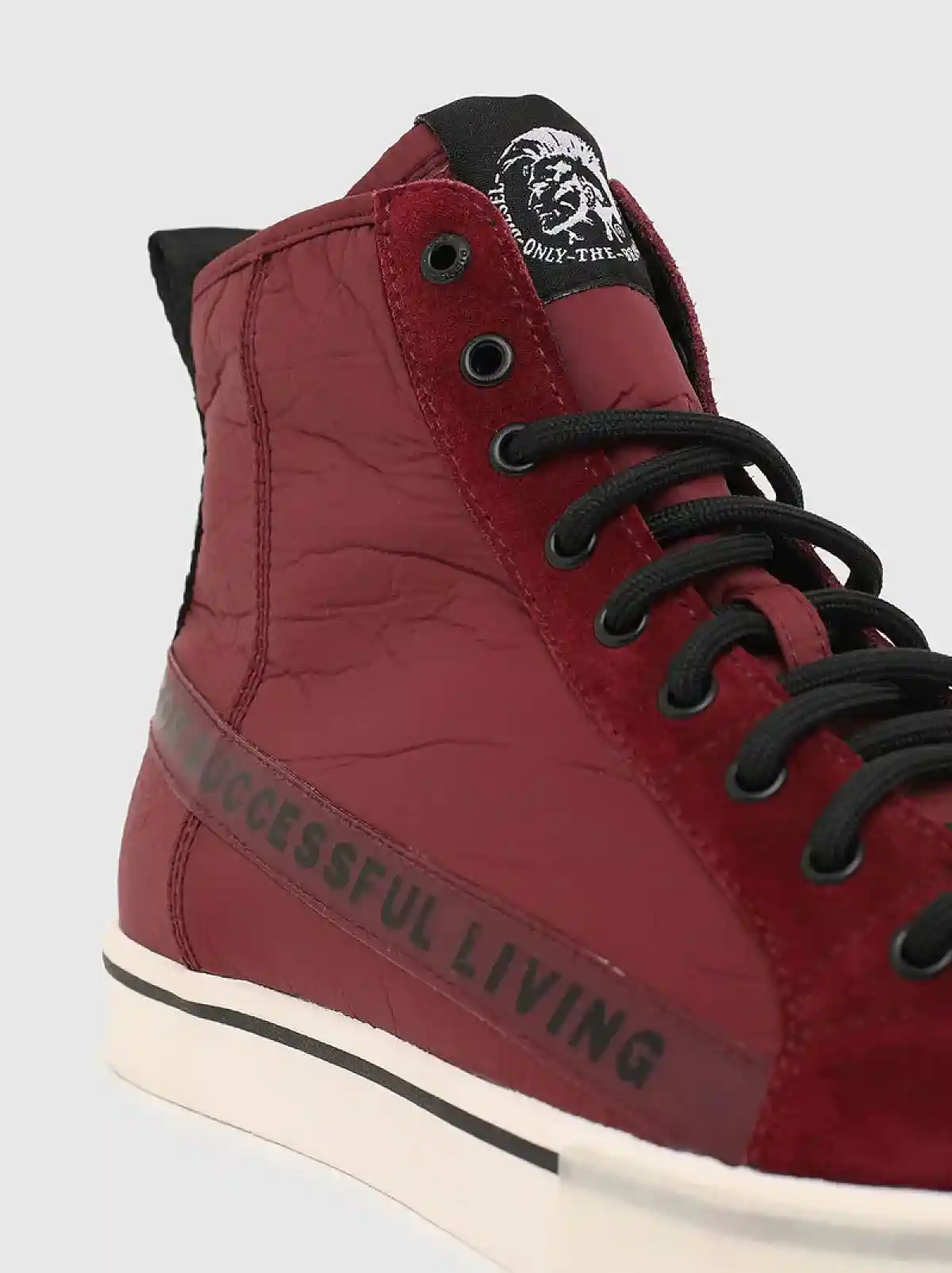 Red High-top sneakers in nylon and suede