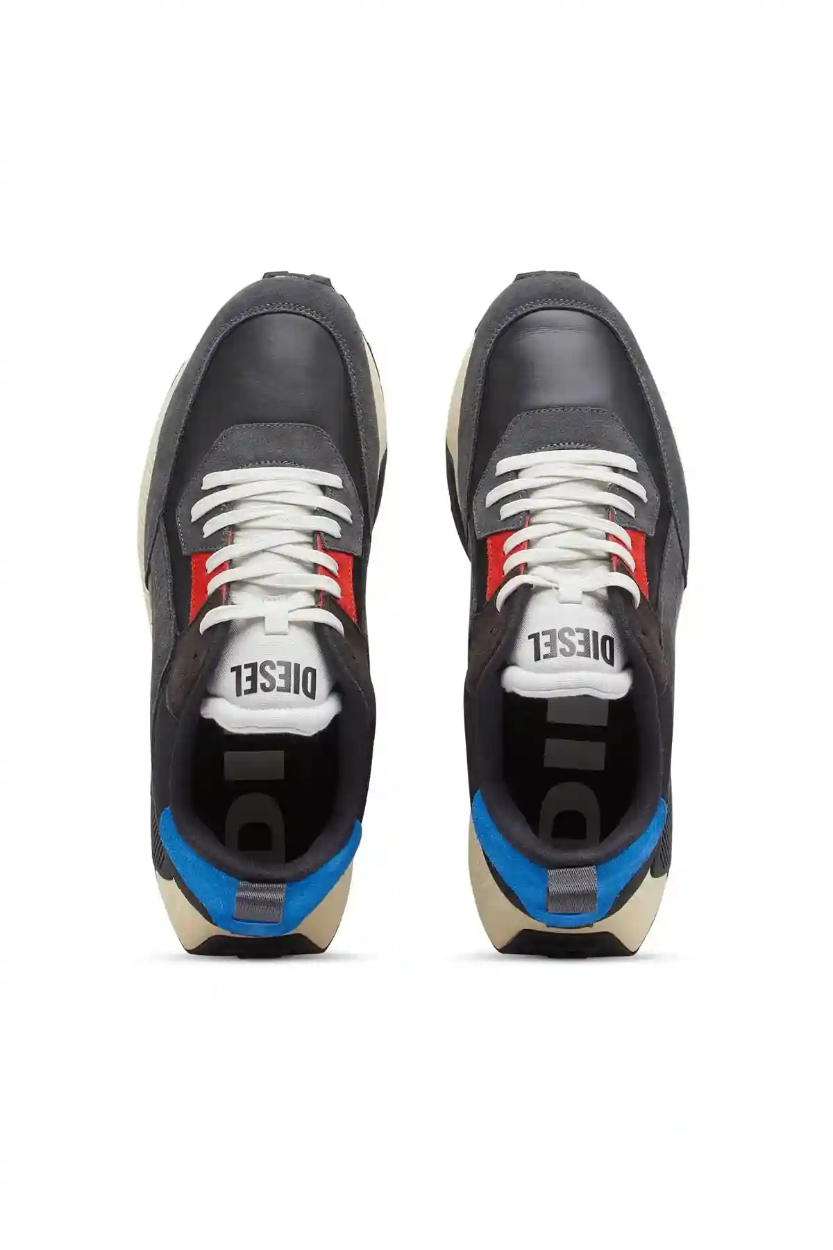 Grey and Black S-Tyche Low Cut-Sneakers in leather suede and nylon