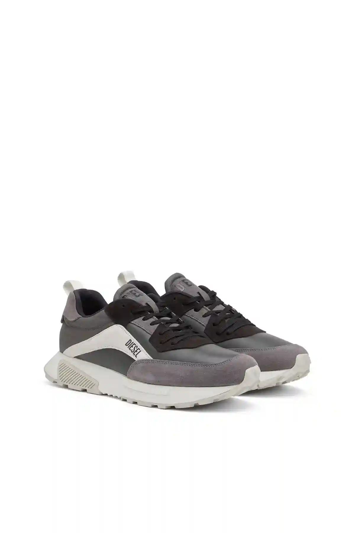Grey S-Tyche Low Cut-Sneakers in leather suede and nylon