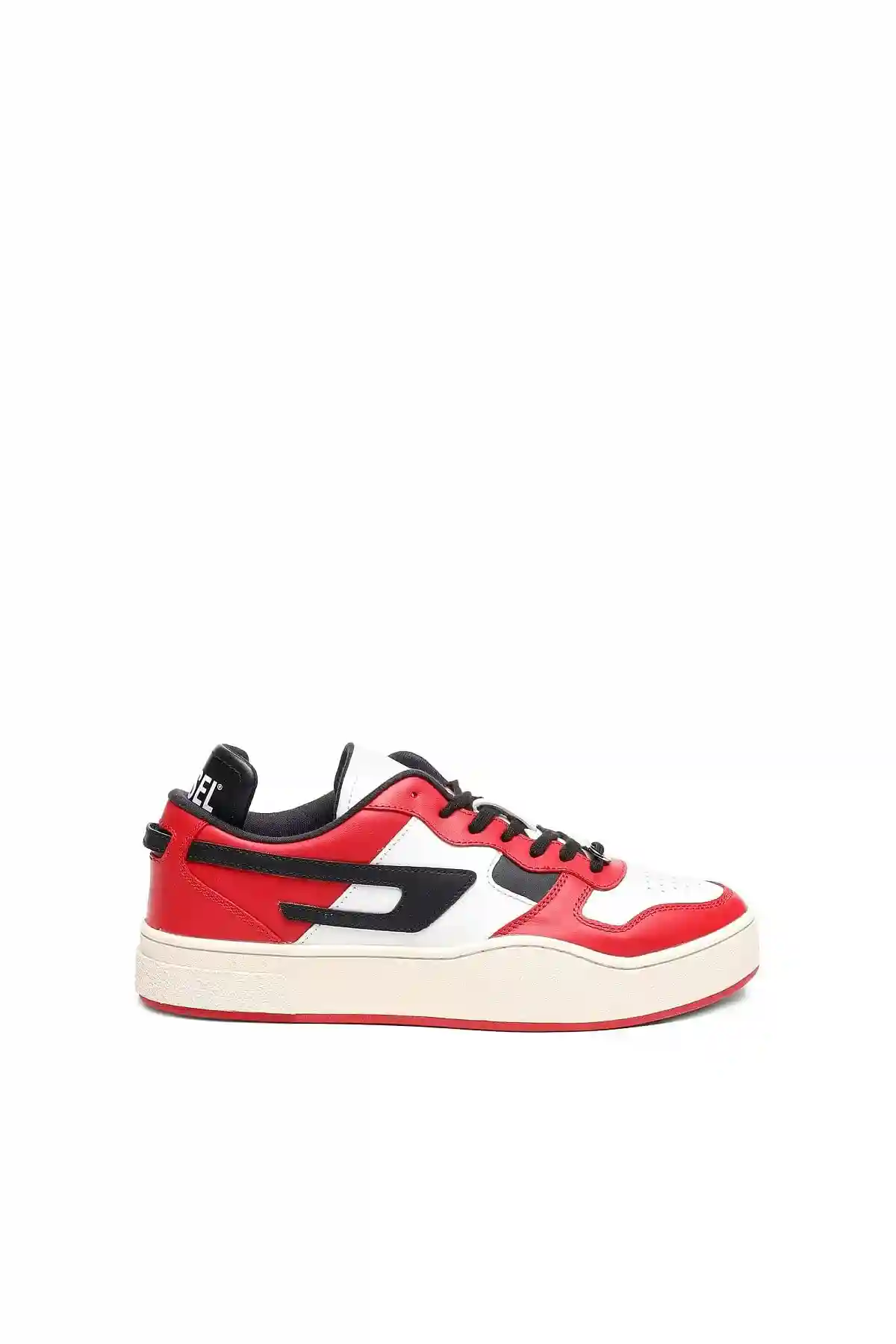 Red and White Leather low-top sneakers with D logo