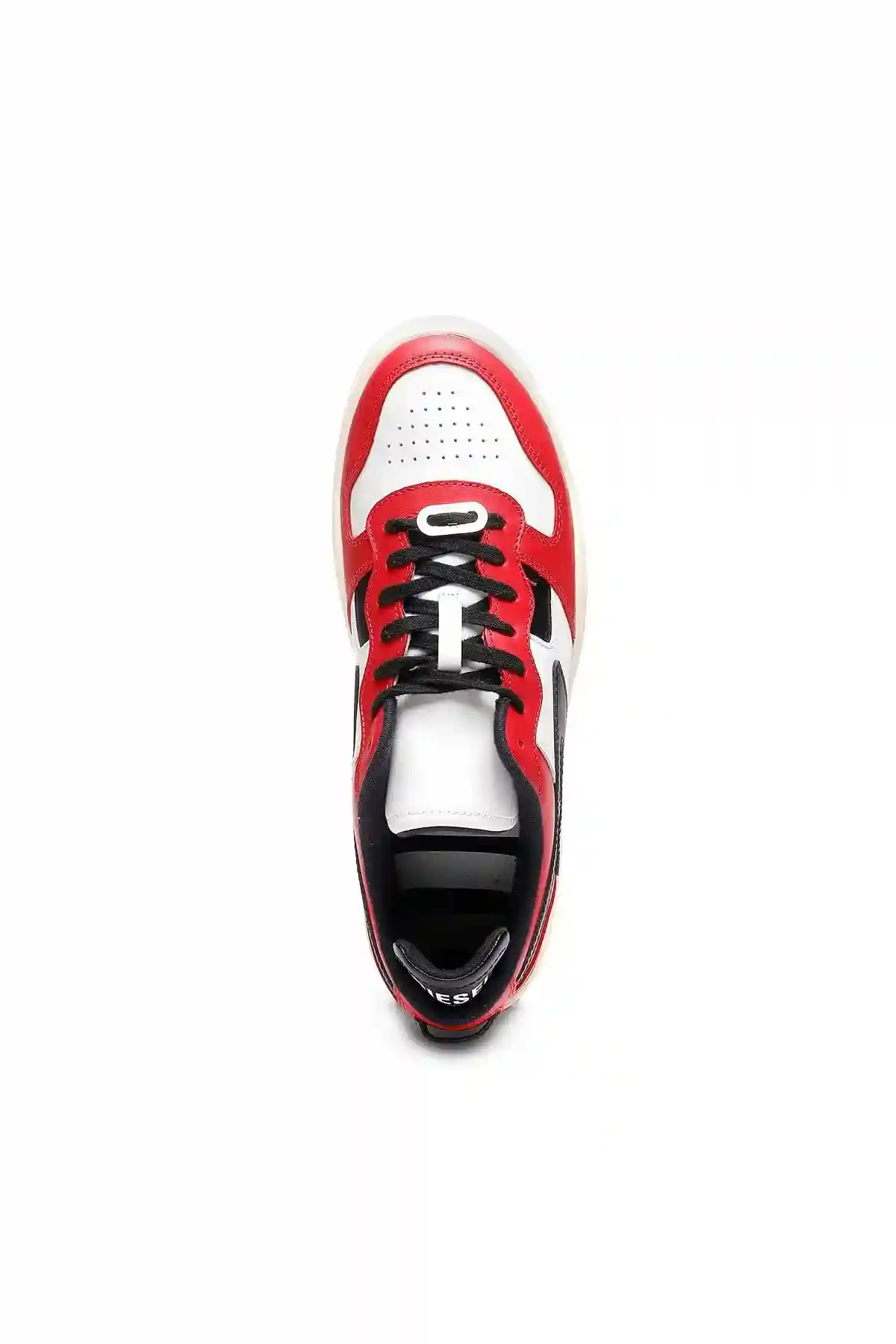 Red and White Leather low-top sneakers with D logo