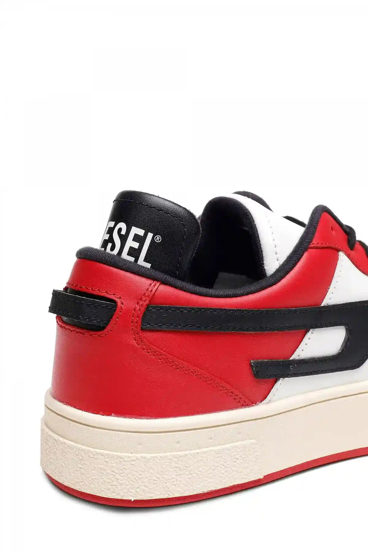 Red and White Leather low-top sneakers with D logo