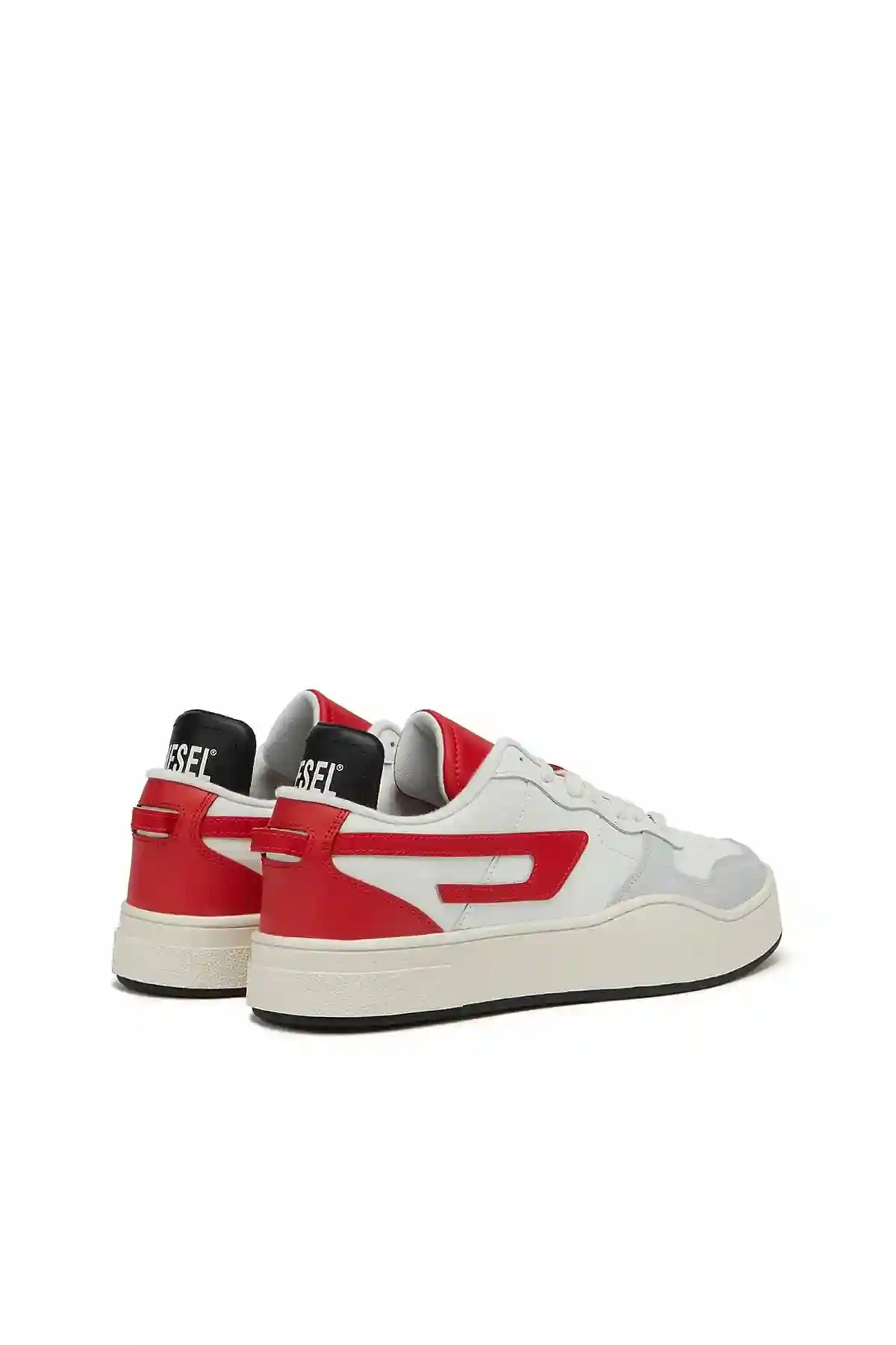 White and Red Leather low-top sneakers with D logo