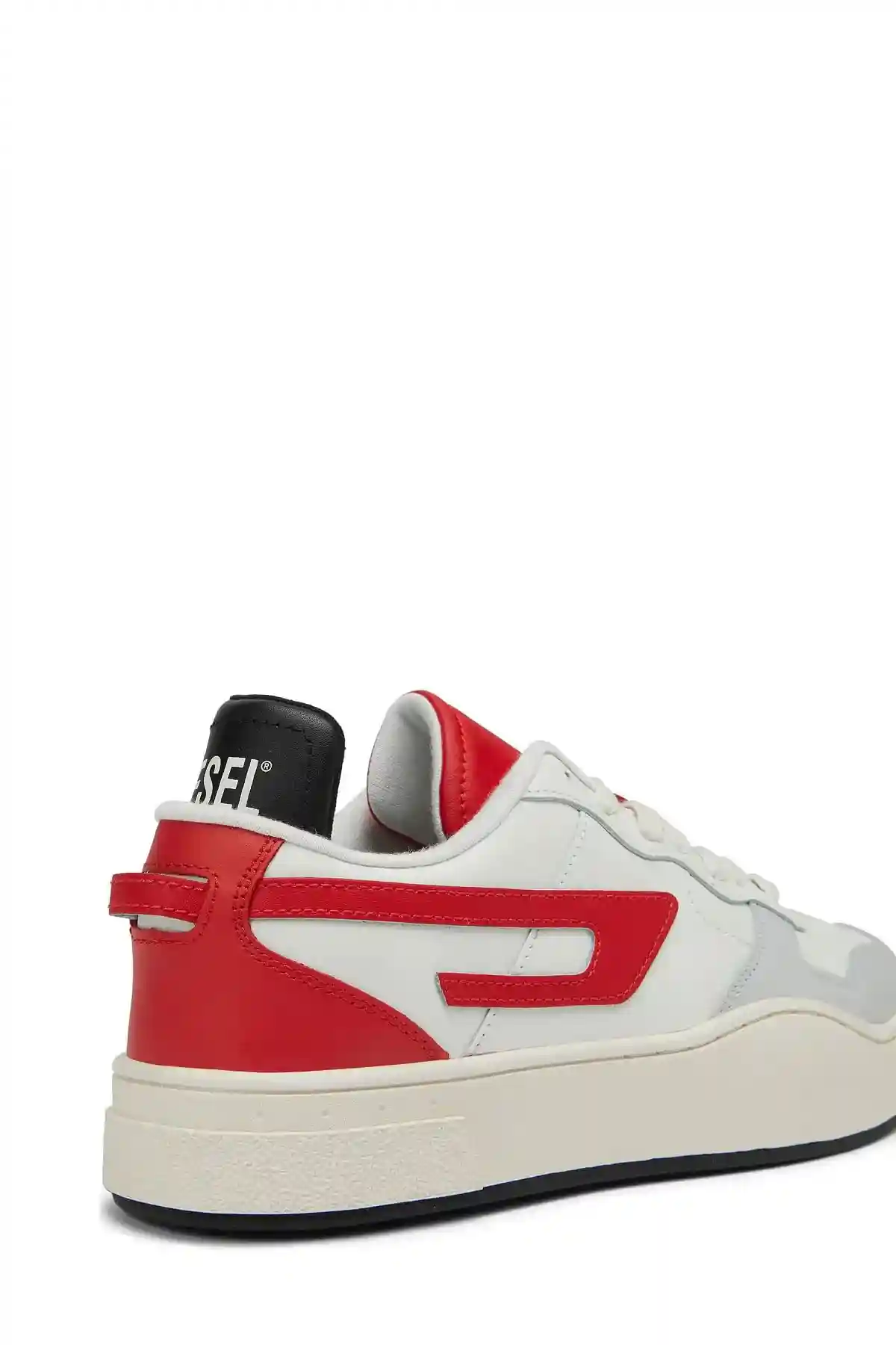 White and Red Leather low-top sneakers with D logo