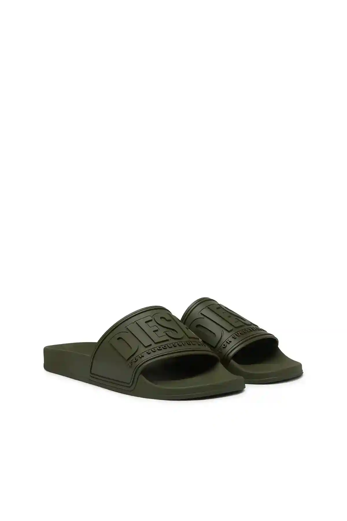 Green Sa-Mayemi-Pool slides with 3D logo