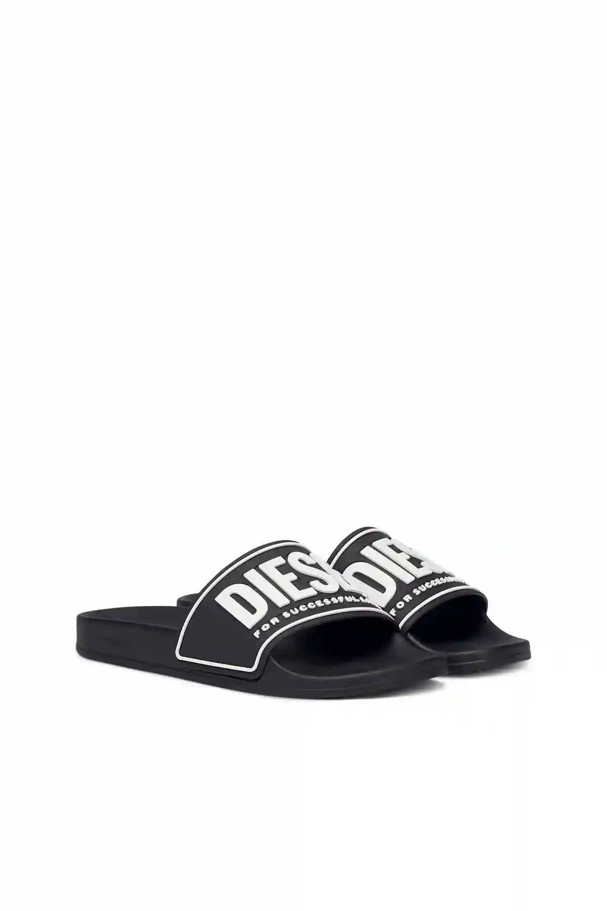 Black Sa-Mayemi-Rubber slides with embossed logo