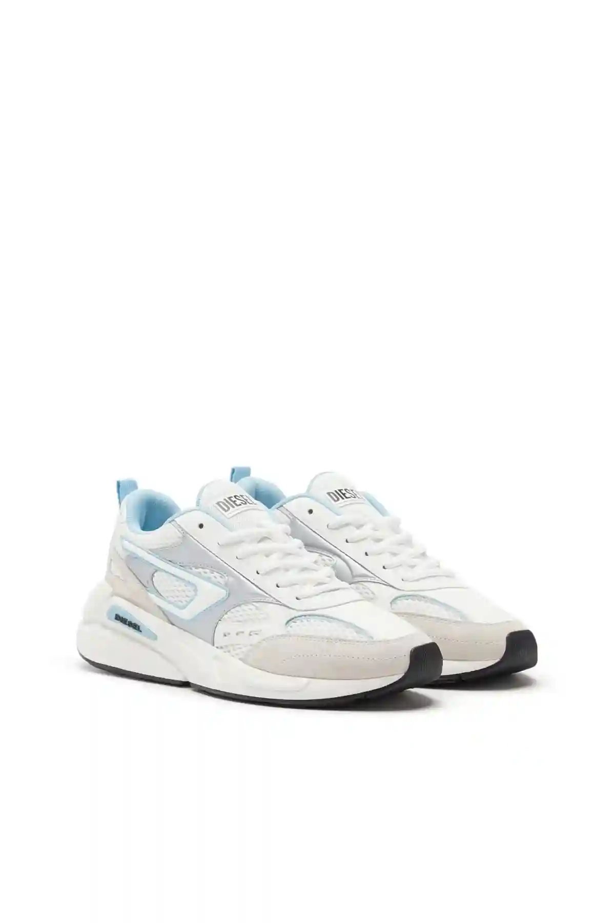 White and Blue S-Serendipity-Sneakers in mesh and suede