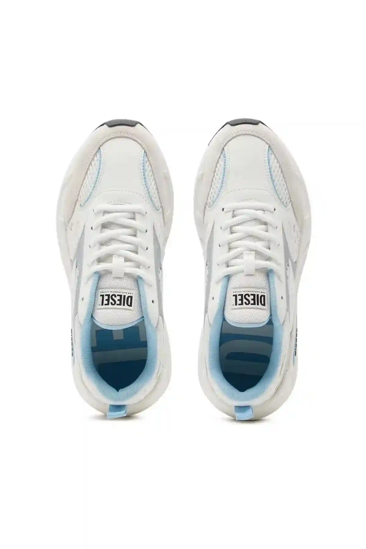 White and Blue S-Serendipity-Sneakers in mesh and suede