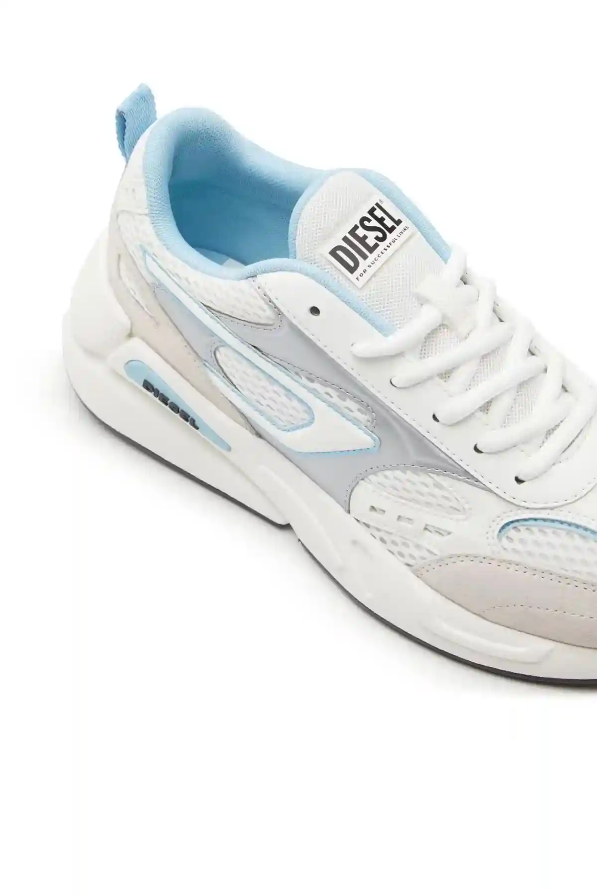 White and Blue S-Serendipity-Sneakers in mesh and suede