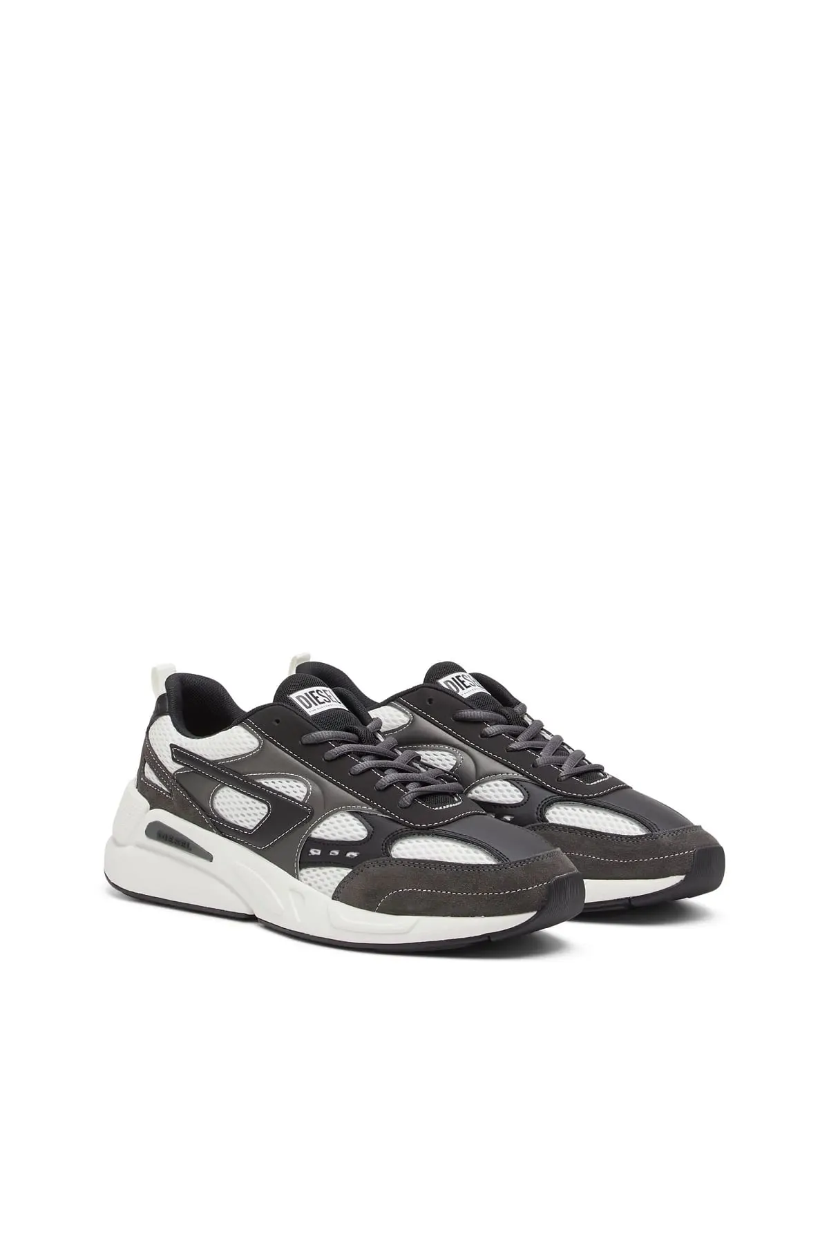 Black and White S-Serendipity-Sneakers in mesh and suede