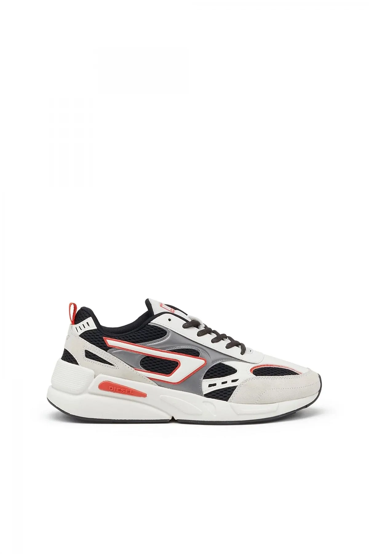 White and Black S-Serendipity-Sneakers in mesh and suede