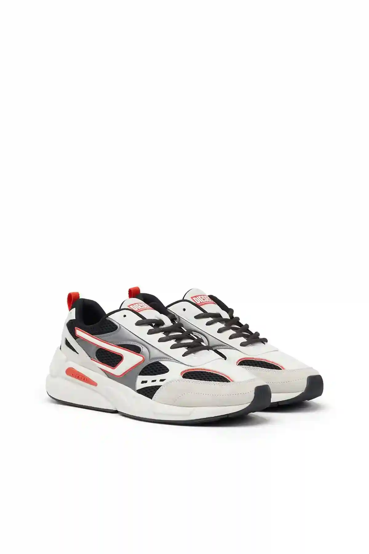 White and Black S-Serendipity-Sneakers in mesh and suede