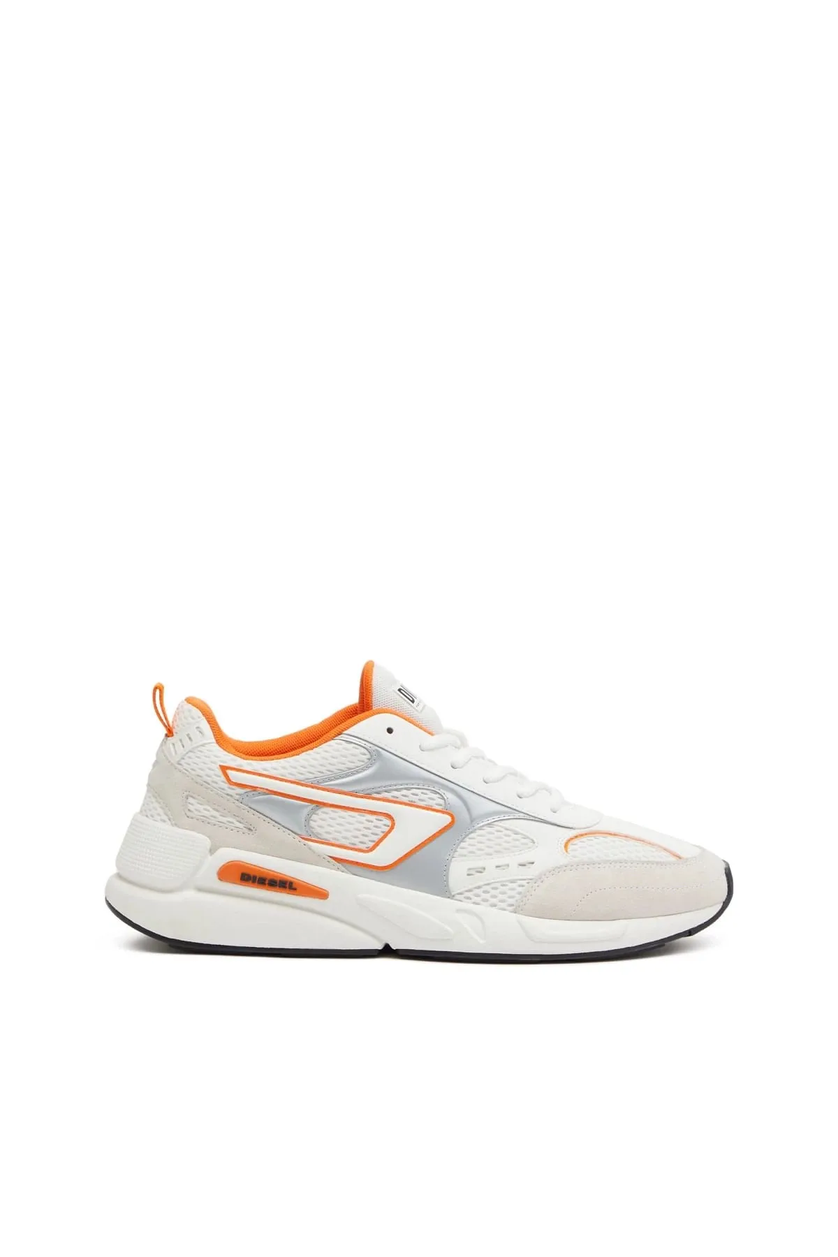 White and Orange S-Serendipity-Sneakers in mesh and suede